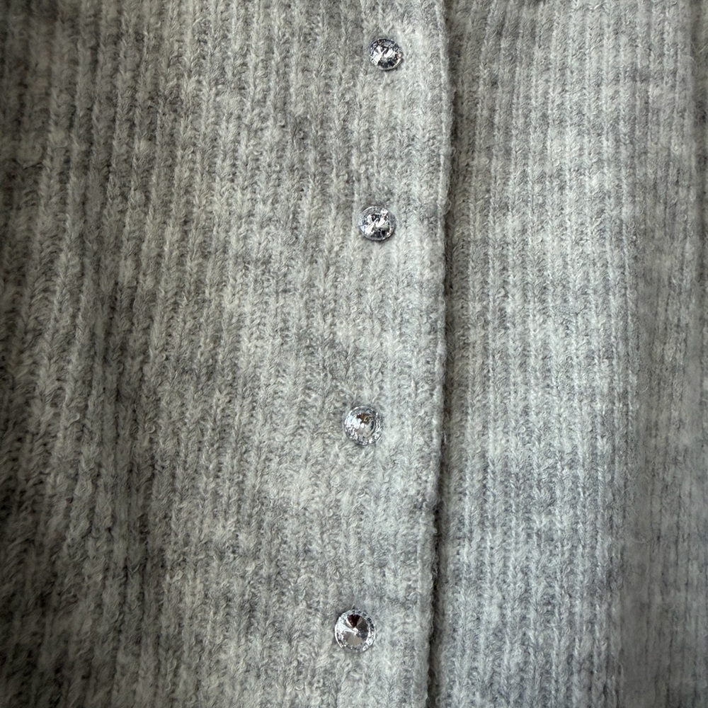 Light Gray Ribbed Button-Front Cropped Cardigan C… - image 3